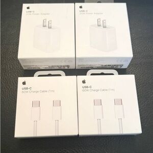 Brand New Authentic 2 Apple USB-C 60W Iphone 15 Chargers / 2 USB-C 20W Adapter